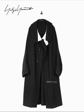 Yohji Yamamoto Black Draped Long Coat